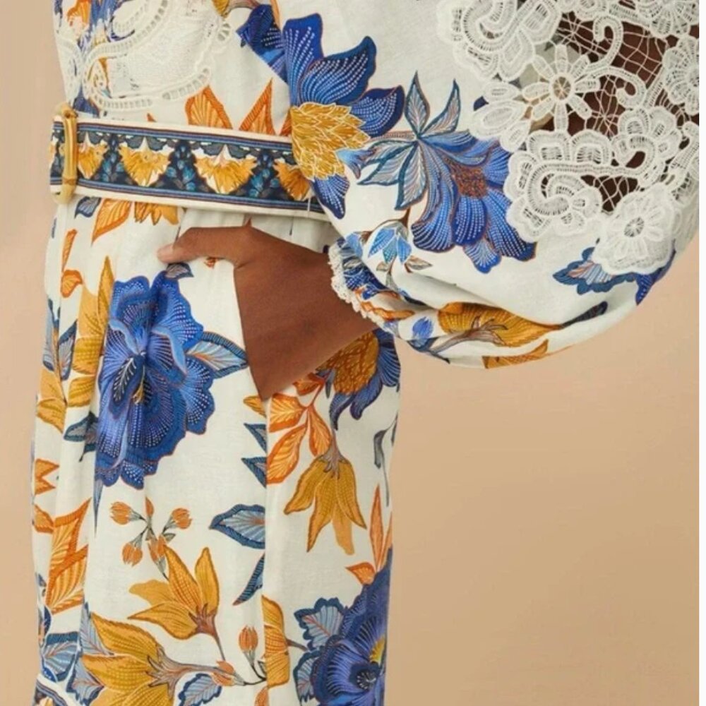Farm Rio Floral Linen Blend Jumpsuit - Picture 2 of 5